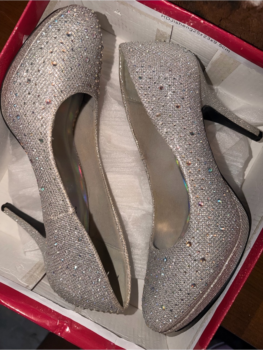 Sparkling Silver Crystal Stiletto Pumps